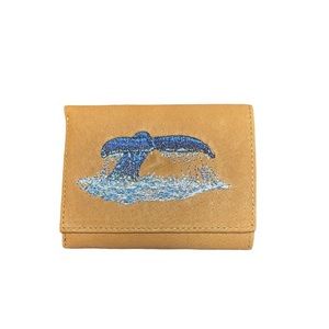 Leather Trifold Embroidered Whale Tail Wallet NWT